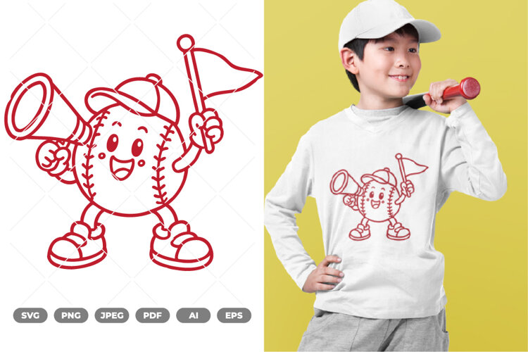 Baseball Mascot SVg & Clipart example image 1