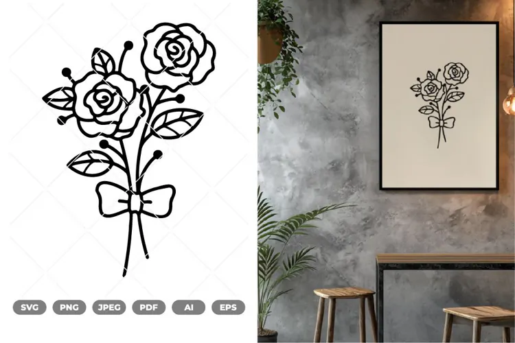 Rose Lineart SVG & Clipart