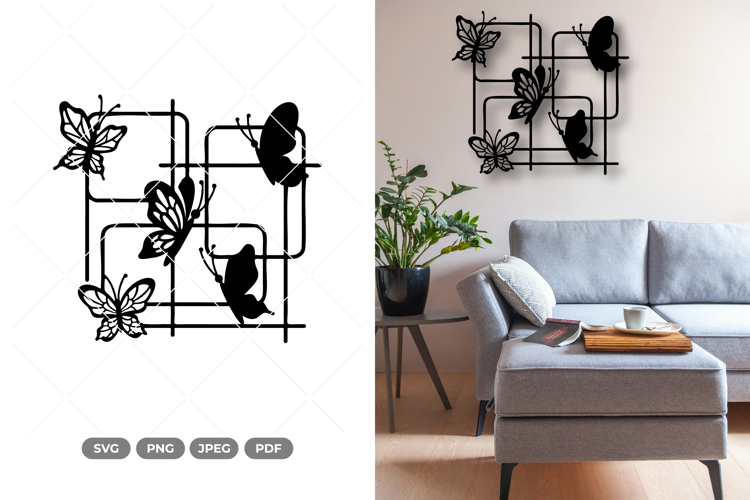 Geometrical Butterflies Wall Decor SVG & Clipart