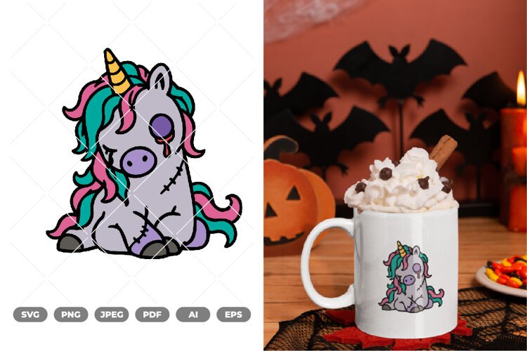 Zombie Unicorn Colored SVG & Clipart (6911179)