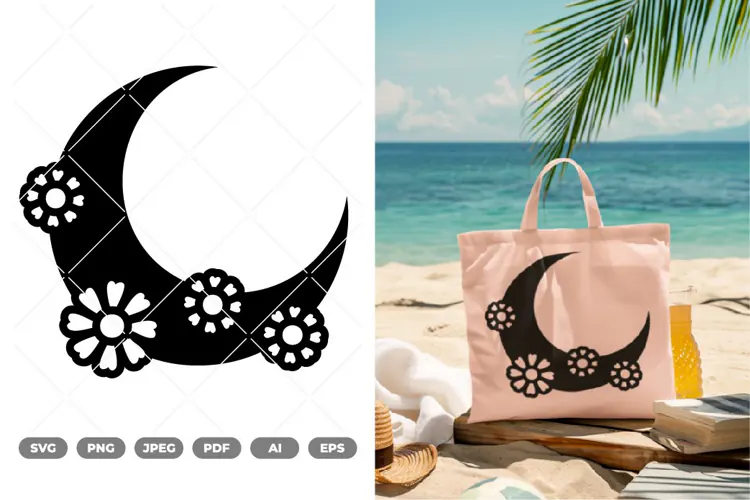 Flowers Moon SVG & Clipart