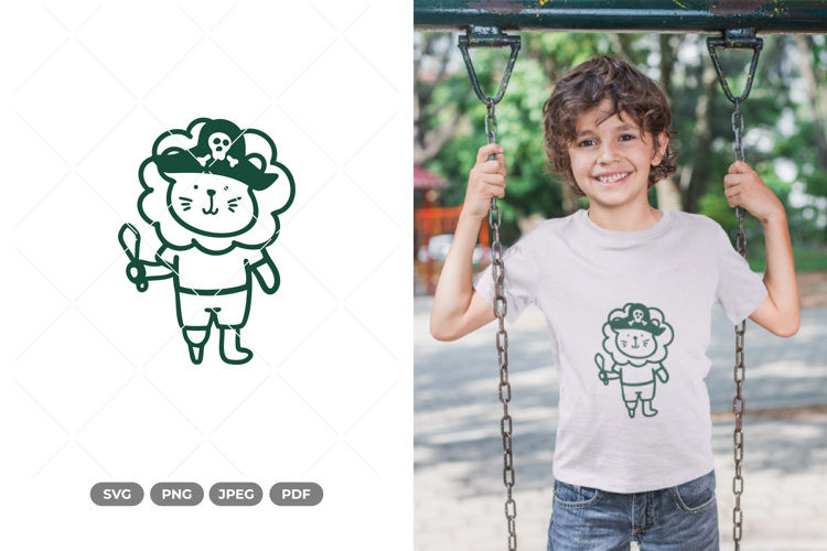 Kawaii Lion Pirate SVG & Clipart