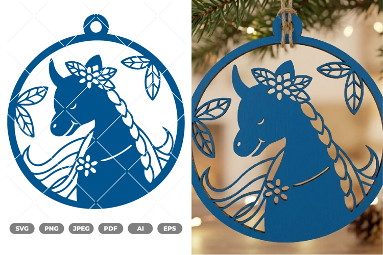 Unicorn Ornament SVG   Clipart
