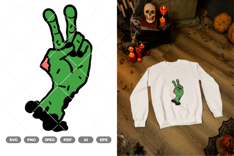 Zombie Hand Sign Colored SVG & Clipart