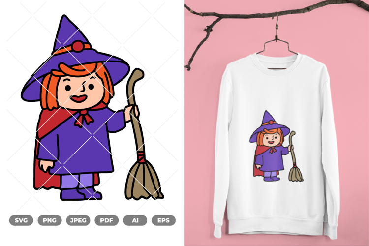 Cute Witch Colored SVG & Clipart