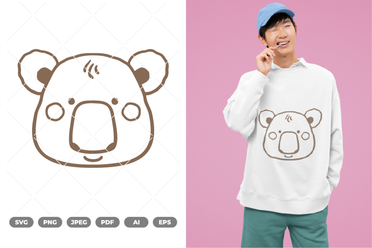 Kawaii Koala Head SVG & Clipart