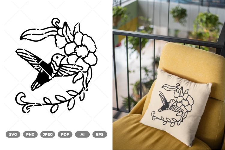 Colibri and Flower SVG & Clipart