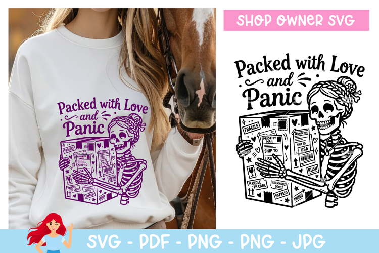 Packed with love and panic SVG, Shop owner inspired SVG