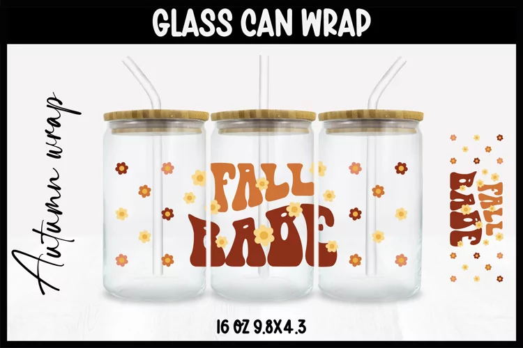 Autumn Glass Wrap Svg,16oz Libbey Wrap, Autumn SVG Glass can