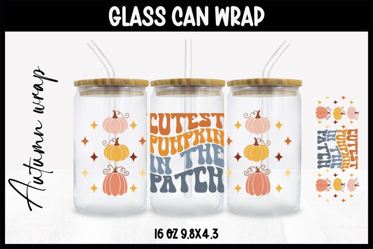 Autumn Glass Wrap Svg,16oz Libbey Wrap, Autumn SVG Glass can example image 1