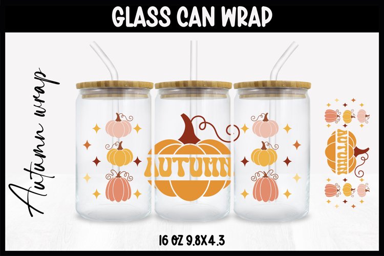 Autumn Glass Wrap Svg,16oz Libbey Wrap, Autumn SVG Glass can