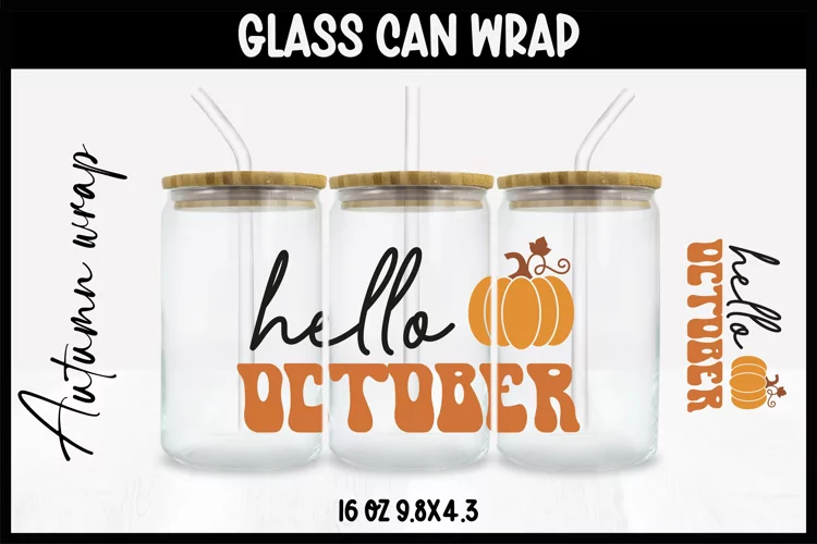 Autumn Glass Wrap Svg,16oz Libbey Wrap, Autumn SVG Glass can