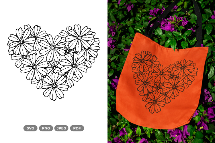 Floral Heart SVG & Clipart - Wedding Invitation