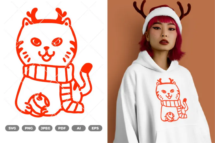 Christmas Cat SVG & Clipart