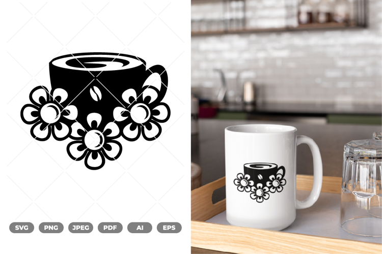 Floral Coffee SVG & Clipart
