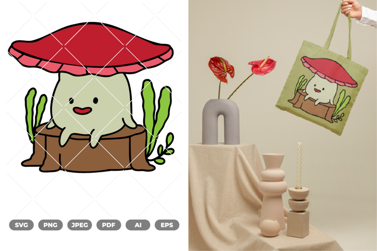 Cute Mushroom Colored SVG & Clipart example image 1
