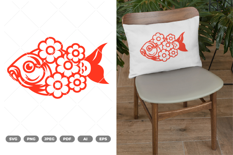 Floral Fish SVG & Clipart