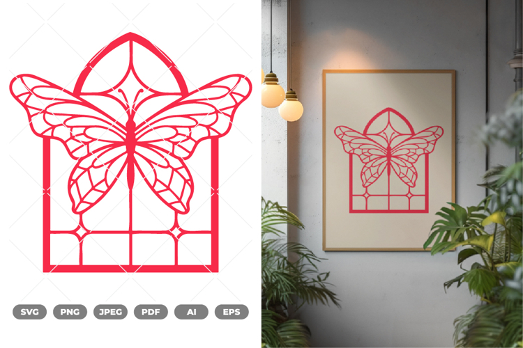 Butterfly Stained Glass SVG & Clipart