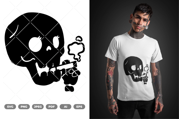 Smoking Skull SVG & Clipart