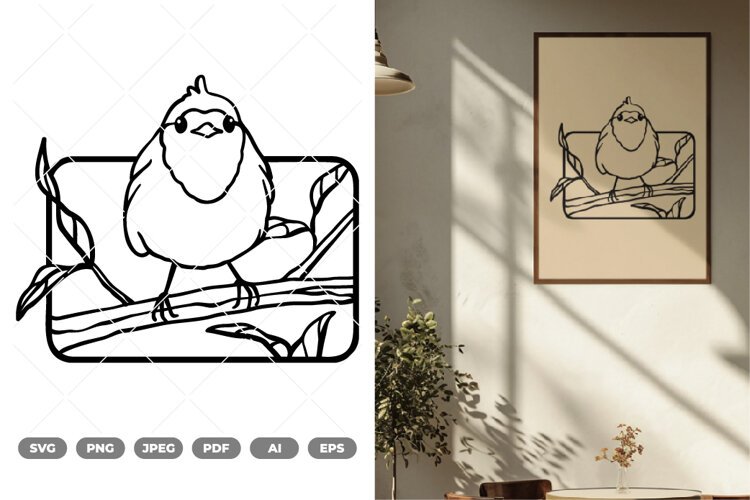 Bird on Branch SVG & Clipart example image 1