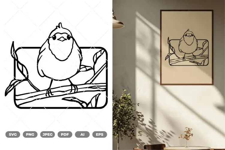 Bird on Branch SVG & Clipart