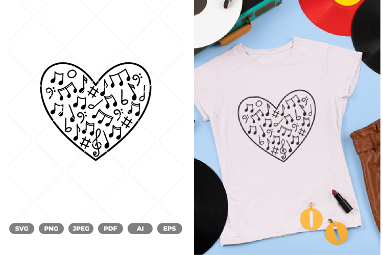 Heart Music Notes SVG & Clipart