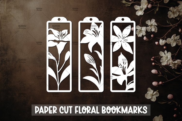 3 Floral Bookmarks Paper cut SVG Laser cut,Cricut,Silhouette