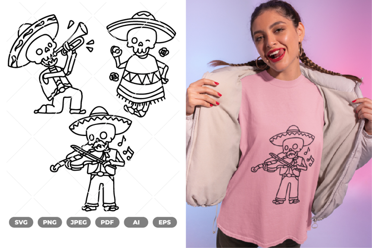 Mariachi Skull SVG & Clipart