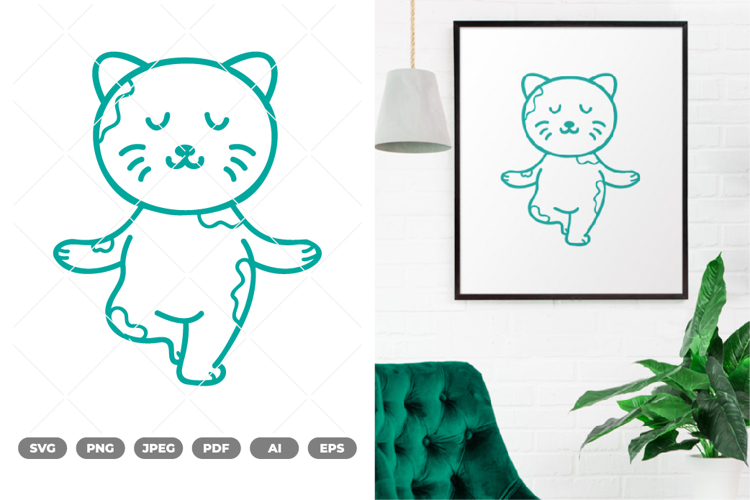 Namaste Cat Doodle SVG & Clipart