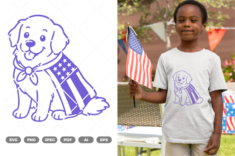 Fourth July Dog Doodle SVG & Clipart example image 1