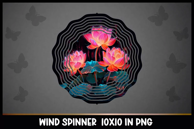 Rainbow Water Lilly Flower Wind Spinner Sublimation