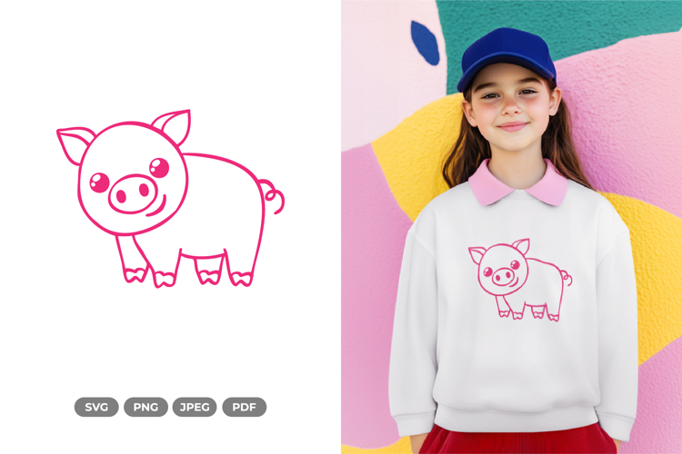 Kawaii Pig SVG   Clipart - Farm Animal Cut File
