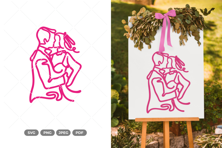 Wedding Couple Monoline SVG & Clipart