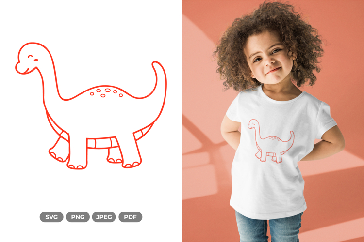 Kawaii Dino SVG & Clipart - Dinosaur Doodle