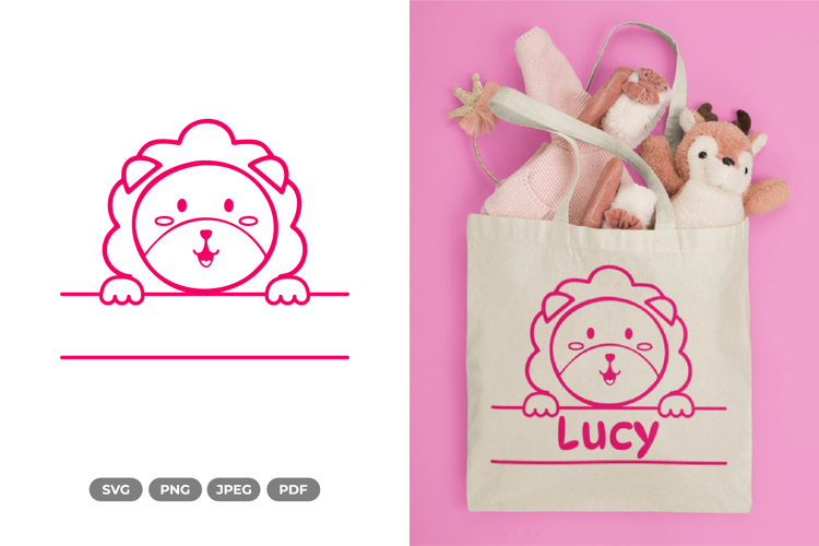 Cute Lion Split Border SVG & Clipart