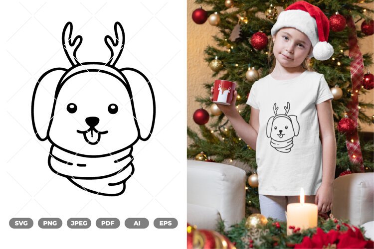 Christmas Animal Head SVG & Clipart example image 1