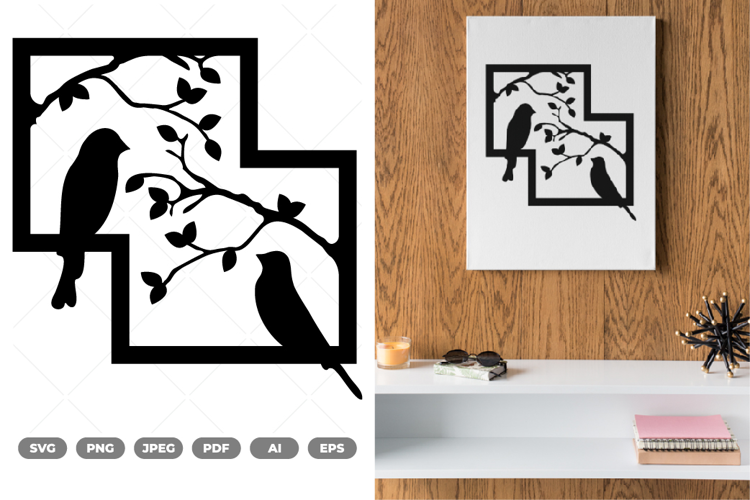 Bird on Branch SVG & Clipart