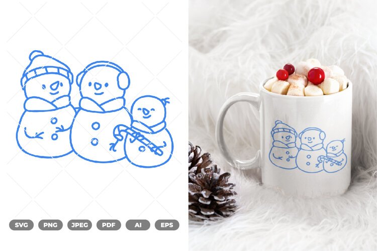 Snowman Family SVG & Clipart example image 1