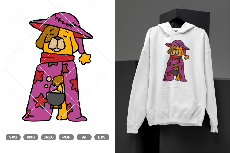 Witch Dog Colored SVG & Clipart