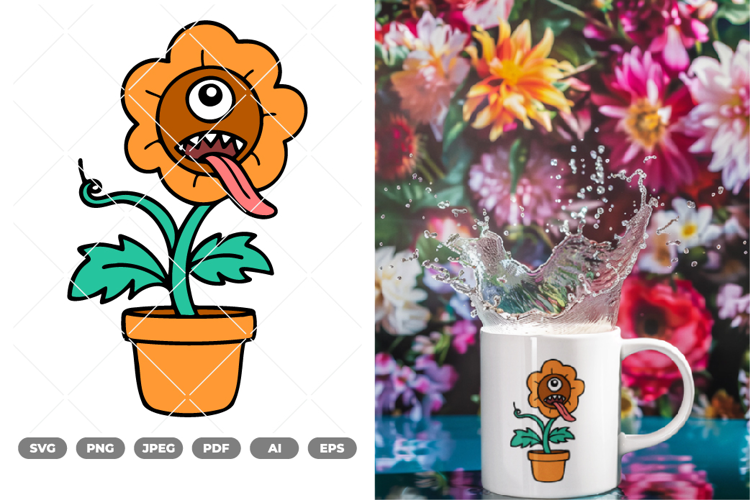 Monster Flower Colored SVG & Clipart