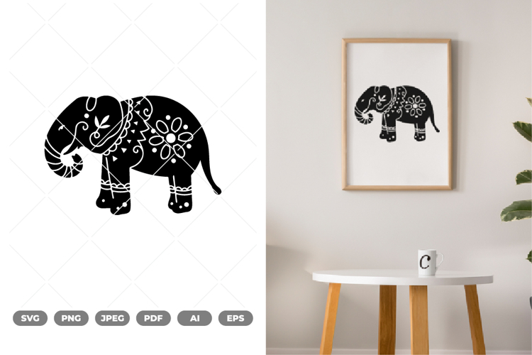 Folk Art Elephant SVG & Clipart