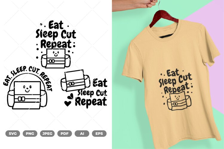 Eat, Sleep, Cut, Repeat SVG & Clipart example image 1
