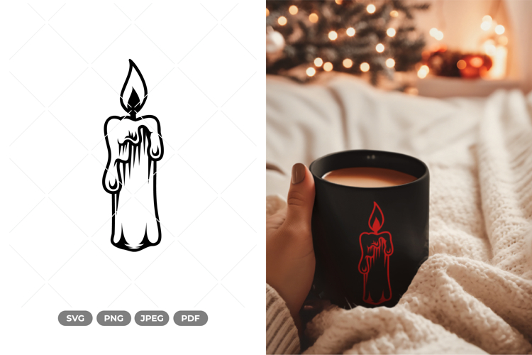 Christmas Candle SVG & Clipart - Cut File