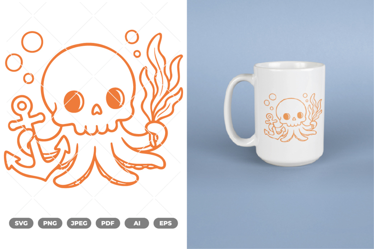 Skull Octopus SVG   Clipart