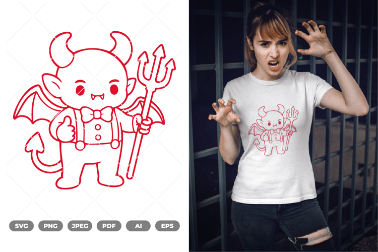 Kawaii Chibi Demon SVG & Clipart
