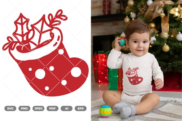 Christmas Stocking SVG & Clipart example image 1