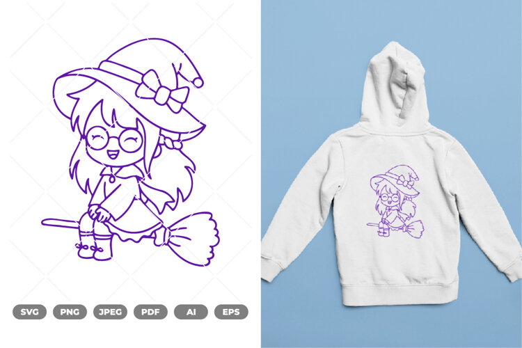 Chibi Witch SVG & Clipart example image 1