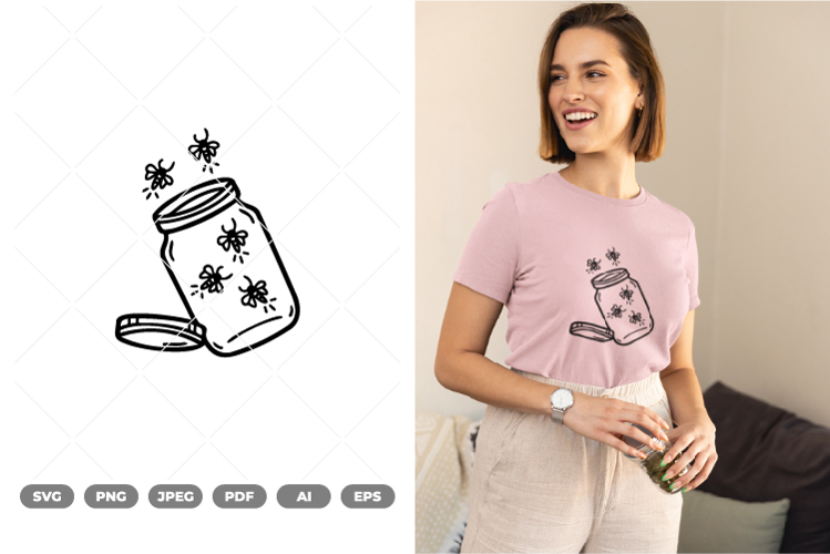 Fireflies in Jar SVG & Clipart