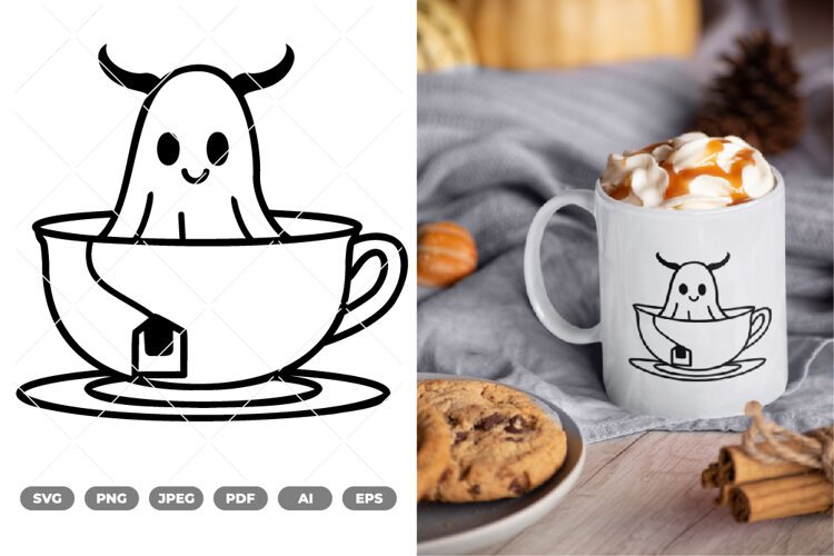 Ghost Teacup SVG & Clipart example image 1