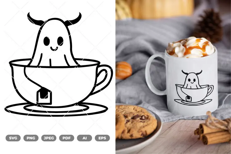 Ghost Teacup SVG & Clipart